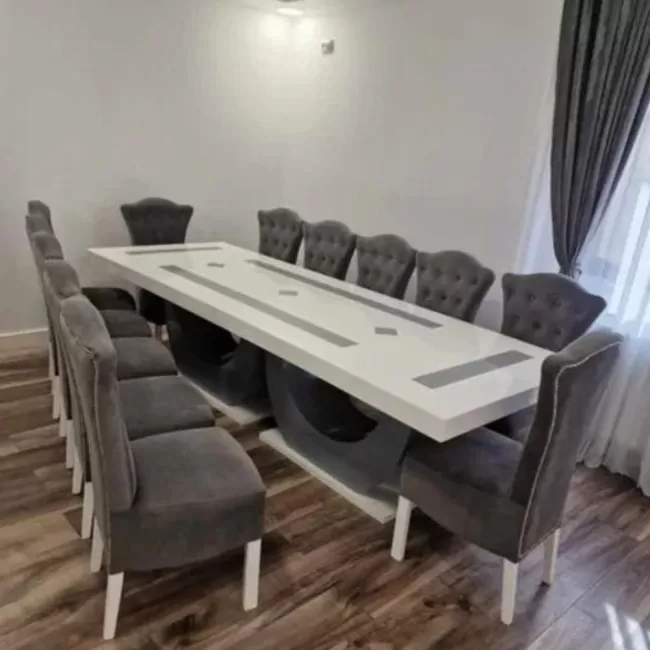 Masă fixă alb cu gri din MDF 250 cm