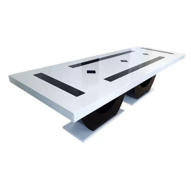 Masă fixă alb cu negru din MDF 280 cm