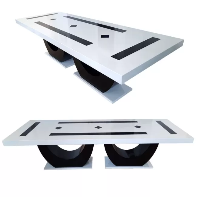 Masă fixă alb cu negru din MDF 280 cm