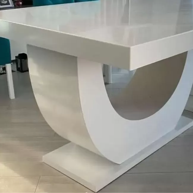 Masă fixă alb lucios din MDF 220 cm