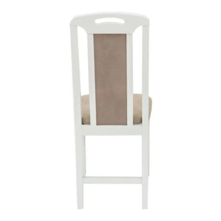 Scaune din lemn alb lucios, tapițerie crem Scaune din lemn alb lucios, tapițerie crem