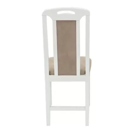 Scaune din lemn alb lucios, tapițerie crem