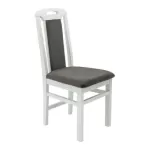 Scaune din lemn alb lucios, tapițerie gri
