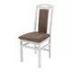 Scaune din lemn alb lucios, tapițerie maro