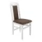Scaune din lemn alb lucios, tapițerie maro