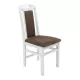 Scaune din lemn alb lucios, tapițerie maro