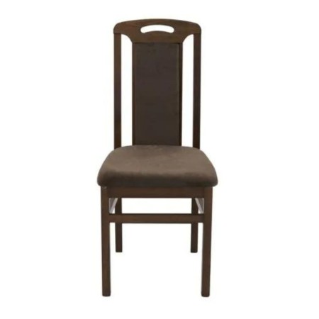 Scaune din lemn culoare nuc închis, tapițerie maro Scaune din lemn culoare nuc închis, tapițerie maro