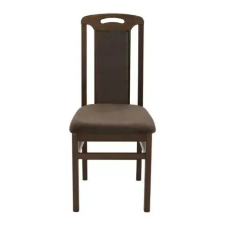 Scaune din lemn culoare nuc închis, tapițerie maro