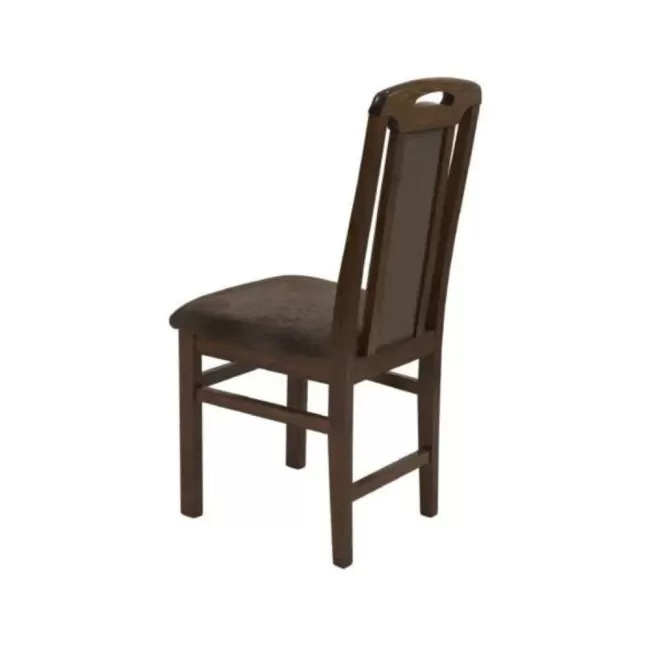 Scaune din lemn culoare nuc închis, tapițerie maro