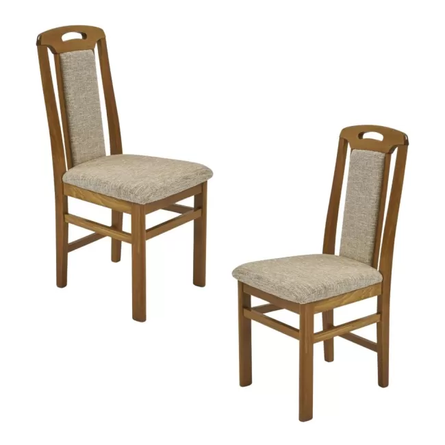 Scaune din lemn culoare stejar, tapițerie stofă