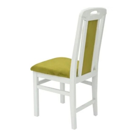 Scaune din lemn alb lucios, tapițerie verde Scaune din lemn alb lucios, tapițerie verde