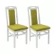 Scaune din lemn alb lucios, tapițerie verde
