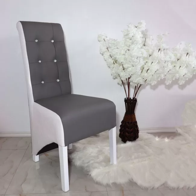 Scaune tapițate Zara din piele eco gri