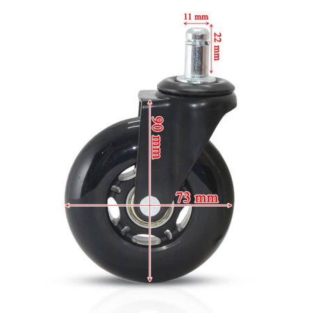 Roti din silicon negru pentru scaune de birou Roti din silicon negru pentru scaune de birou