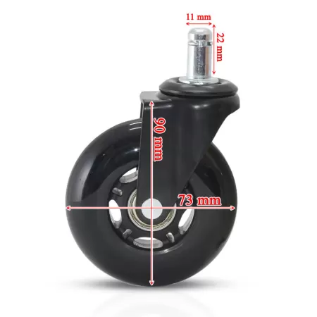 Roti din silicon negru pentru scaune de birou