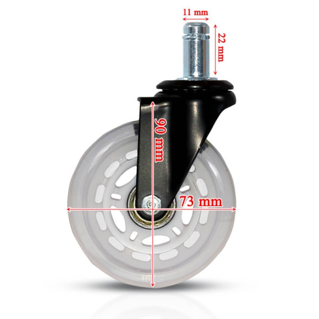 Roți din silicon albe pentru scaune de birou