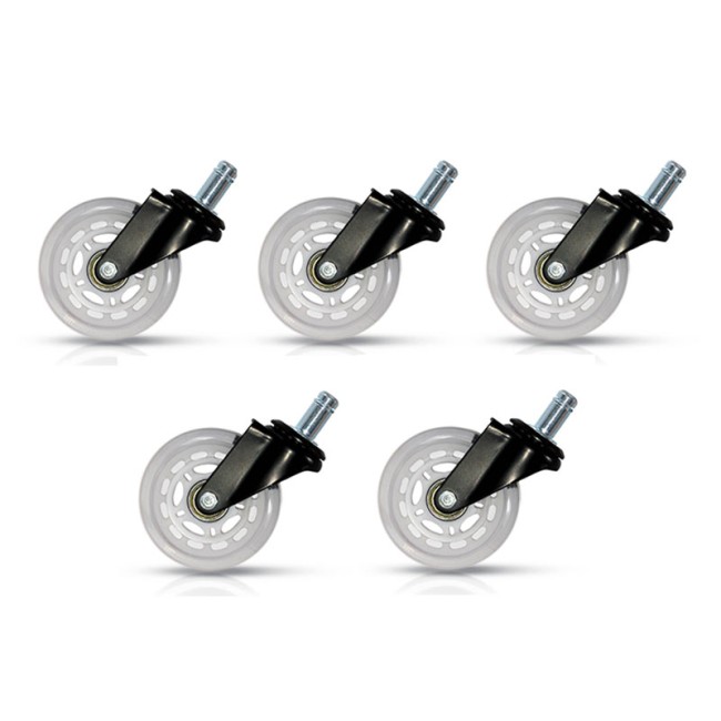 Set 5 roți din silicon alb pentru scaune de birou
