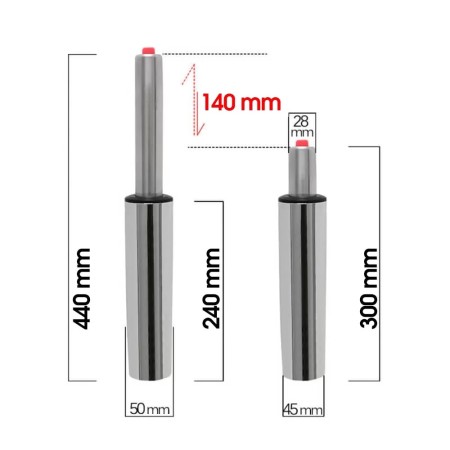 Piston cromat înalt pentru scaune de relaxare Piston cromat înalt pentru scaune de relaxare