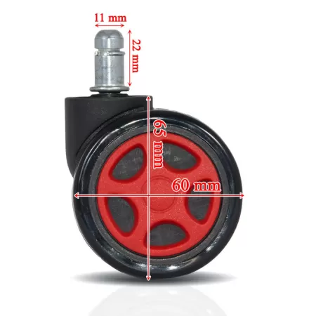 Set 5 roți gumate pentru scaune gaming Roșu