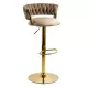 Scaune de bar tapițate pe catifea și bază metalică aurie