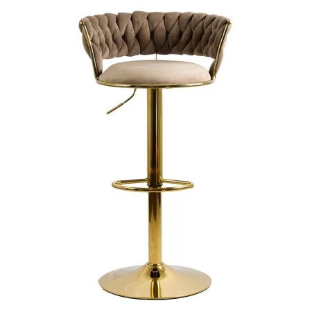 Scaune de bar din catifea cu bază aurie pe culoarea bej Scaune de bar din catifea cu bază aurie pe culoarea bej