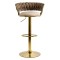 Scaune de bar din catifea cu bază aurie pe culoarea bej