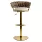 Scaune de bar din catifea cu bază aurie pe culoarea bej