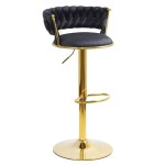 Scaune de bar din catifea neagră cu bază aurie Scaune de bar din catifea neagră cu bază aurie