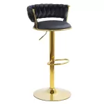 Scaune de bar din catifea neagră cu bază aurie