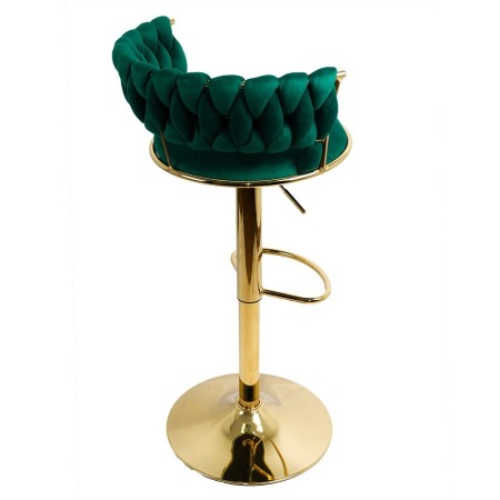 Scaune de bar din catifea cu bază aurie-verde Scaune de bar din catifea cu bază aurie-verde