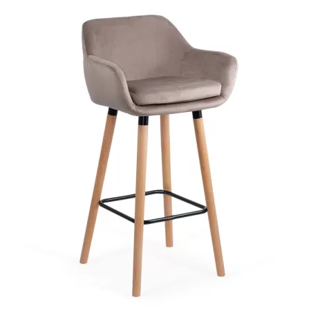 Scaune de bar și insulă bucătărie catifea și lemn ABS 1271 bej