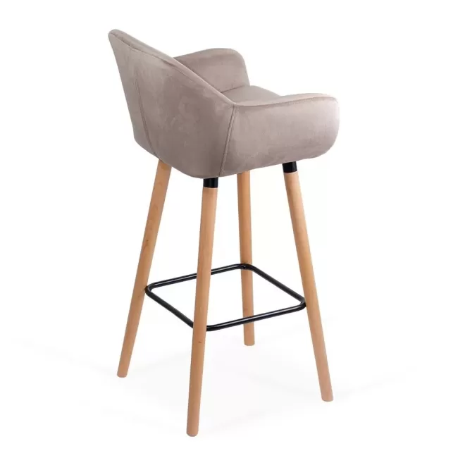 Scaune de bar și insulă bucătărie catifea și lemn ABS 1271 bej