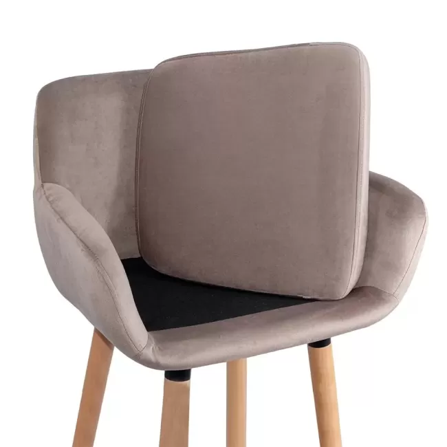 Scaune de bar și insulă bucătărie catifea și lemn ABS 1271 bej