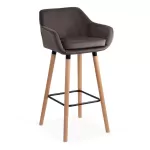 Scaune de bar și insulă bucătărie catifea și lemn ABS 1271 gri