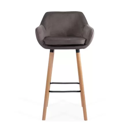 Scaune de bar și insulă bucătărie catifea și lemn ABS 1271 gri