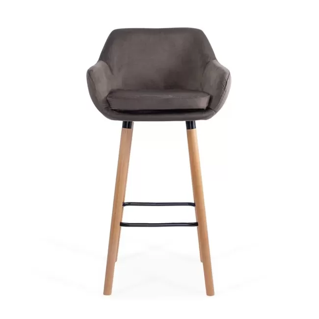 Scaune de bar și insulă bucătărie catifea și lemn ABS 1271 gri