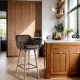 Scaune de bar și insulă bucătărie catifea și lemn ABS 1271 gri