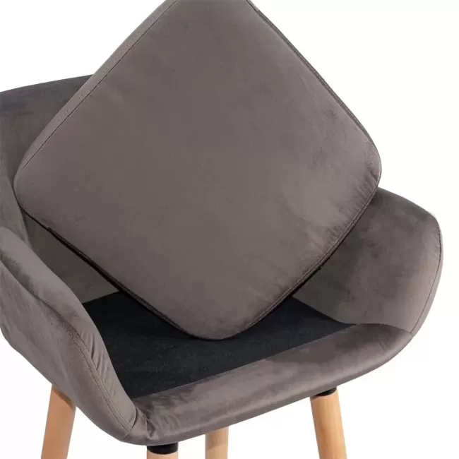 Scaune de bar și insulă bucătărie catifea și lemn ABS 1271 gri