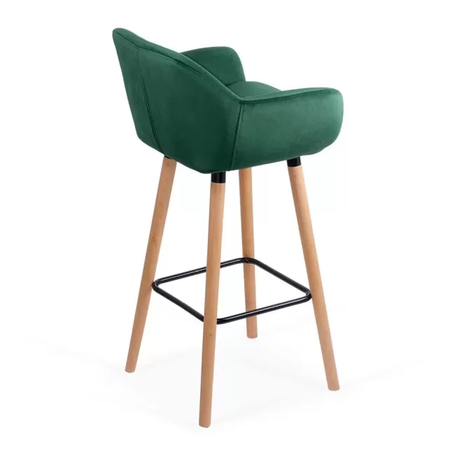 Scaune de bar și insulă bucătărie catifea și lemn ABS 1271 verde