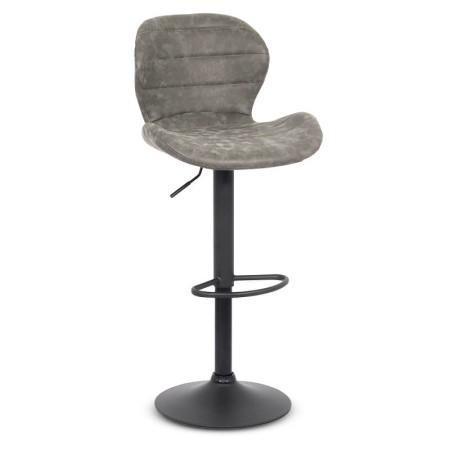 Scaun de bar reglabil cu piele ecologica intoarsa-gri Scaun de bar reglabil cu piele ecologica intoarsa-gri