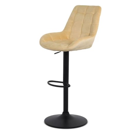 Scaun de bar din catifea si cadru metalic-ABS145-crem Scaun de bar din catifea si cadru metalic-ABS145-crem