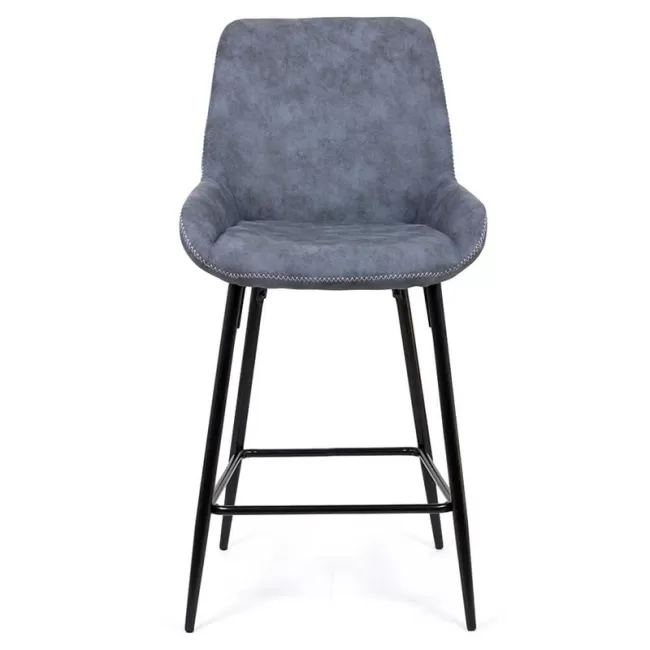 	Scaun de bar fix din piele ecologica si picioare din otel ABS 146 albastru