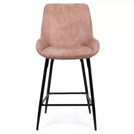 Scaun de bar fix din piele ecologica si picioare din otel ABS 146 roz
