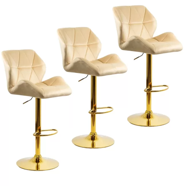 Scaune de bar, insulă bucătărie din catifea ABS 148 Crem