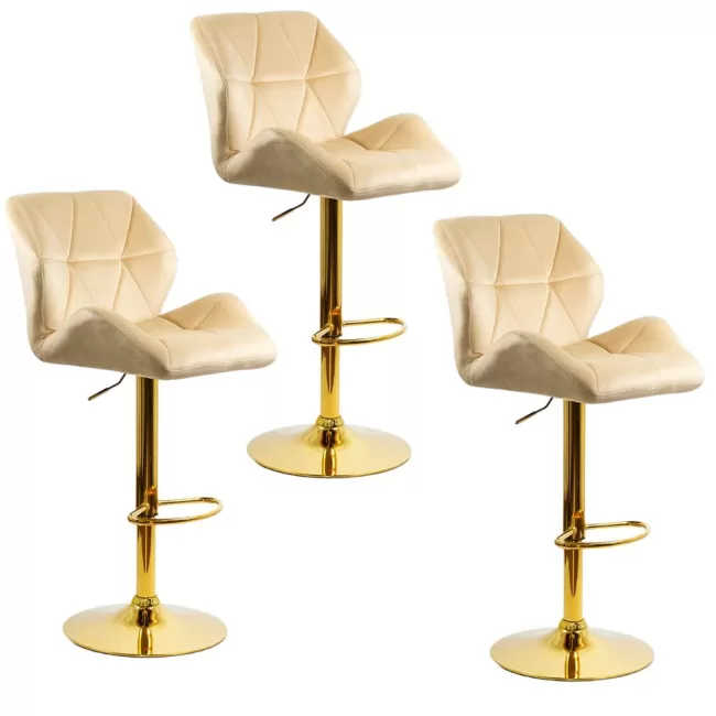 Scaune de bar, insulă bucătărie din catifea ABS 148 Crem