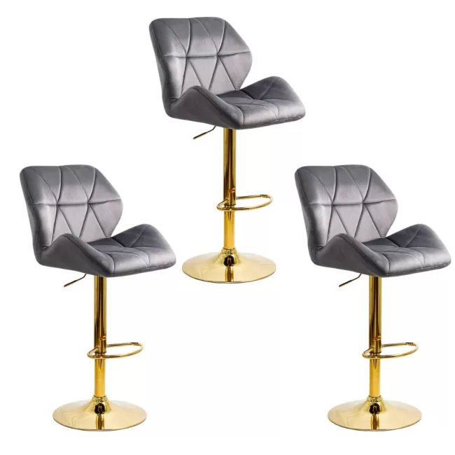 Scaune de bar, insulă bucătărie din catifea ABS 148 gri