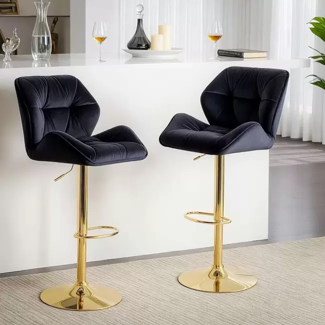 Scaune de bar, insulă bucătărie din catifea ABS 148 negru