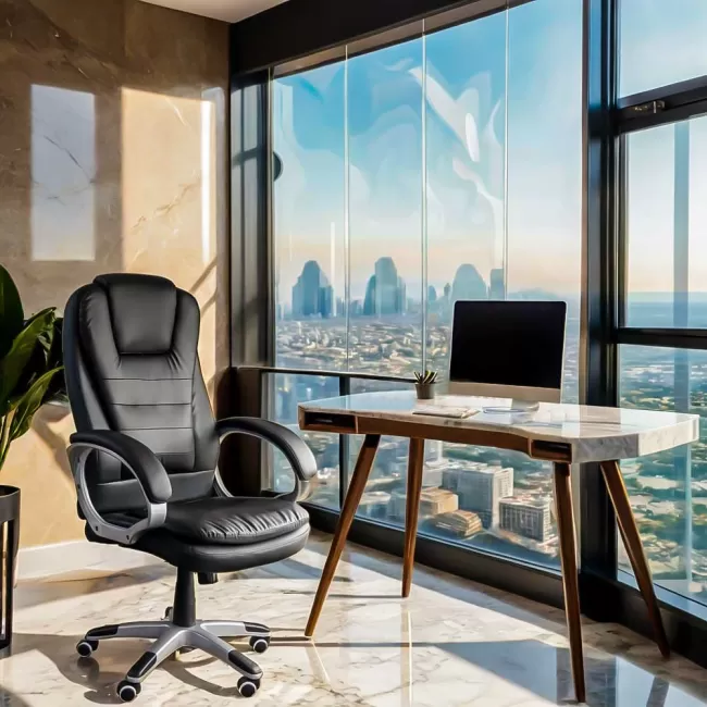 Scaun de birou reglabil și rotativ din piele eco OFF 201S