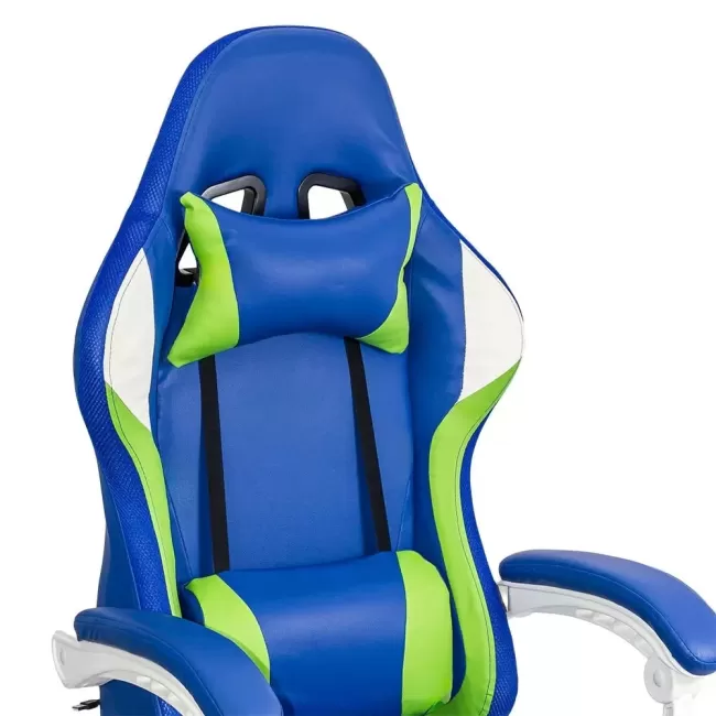 Scaun gaming cu iluminare si suport picioare OFF 298 albastru