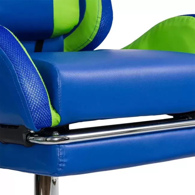 Scaun gaming cu iluminare si suport picioare OFF 298 albastru